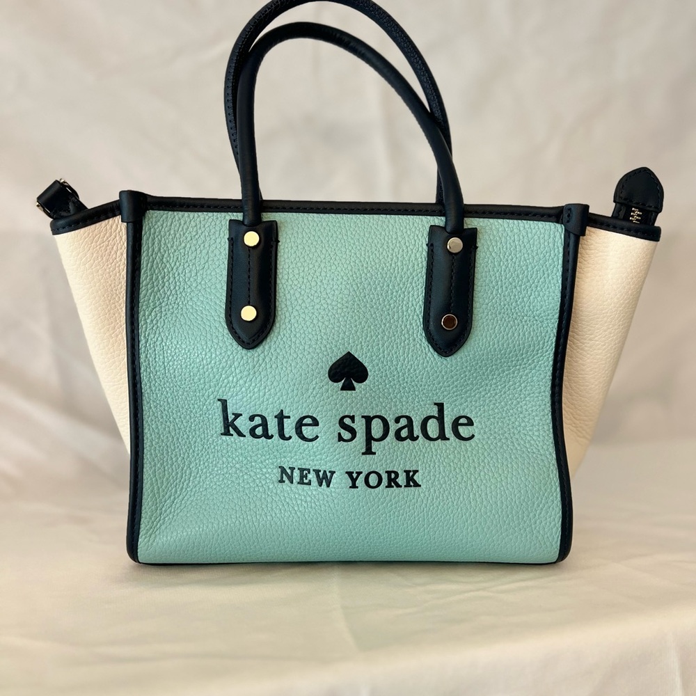 Kate Spade Teal and Ivory Tote Bag